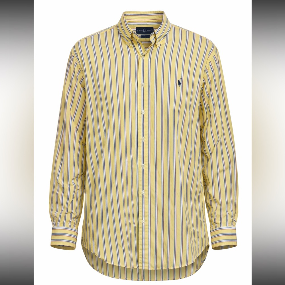 Ralph Lauren Yellow Blue Striped Button-Down Shirt